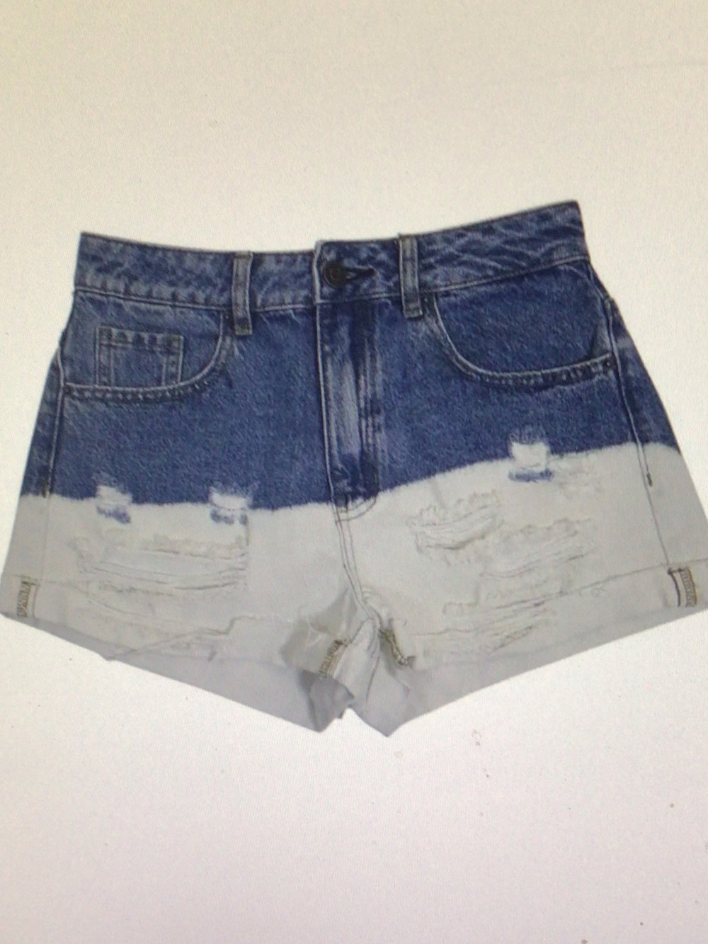 J. Crew Two-Tone Distressed High-Rise Denim Shorts - Blue/White